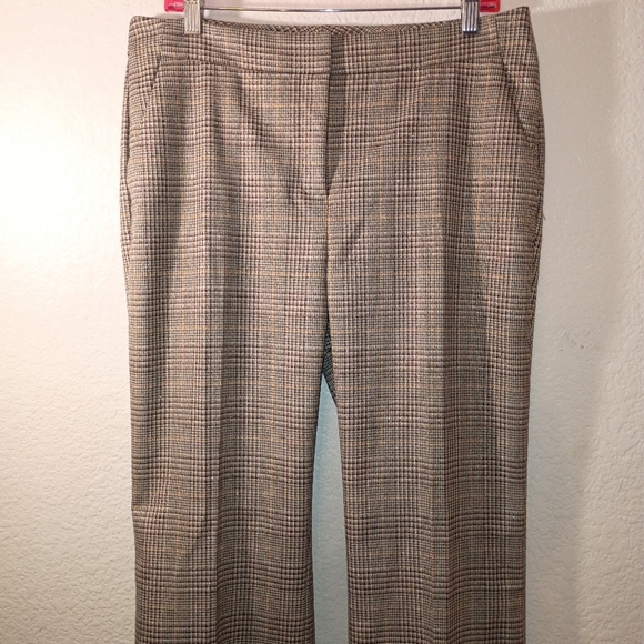 Chico's Pants - Chico's Plaid Pants Brown Neutrals Metallic Accents size 14/16